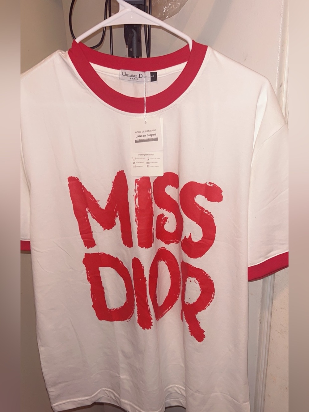Dior White & Red 'Miss Dior' Graphic Tee
